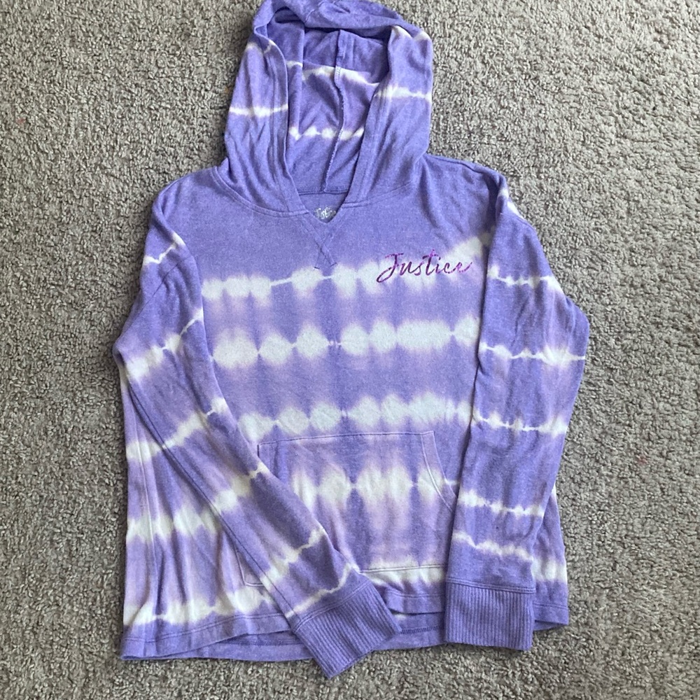 Justice Lavender and White Tie-Dye Hoodie